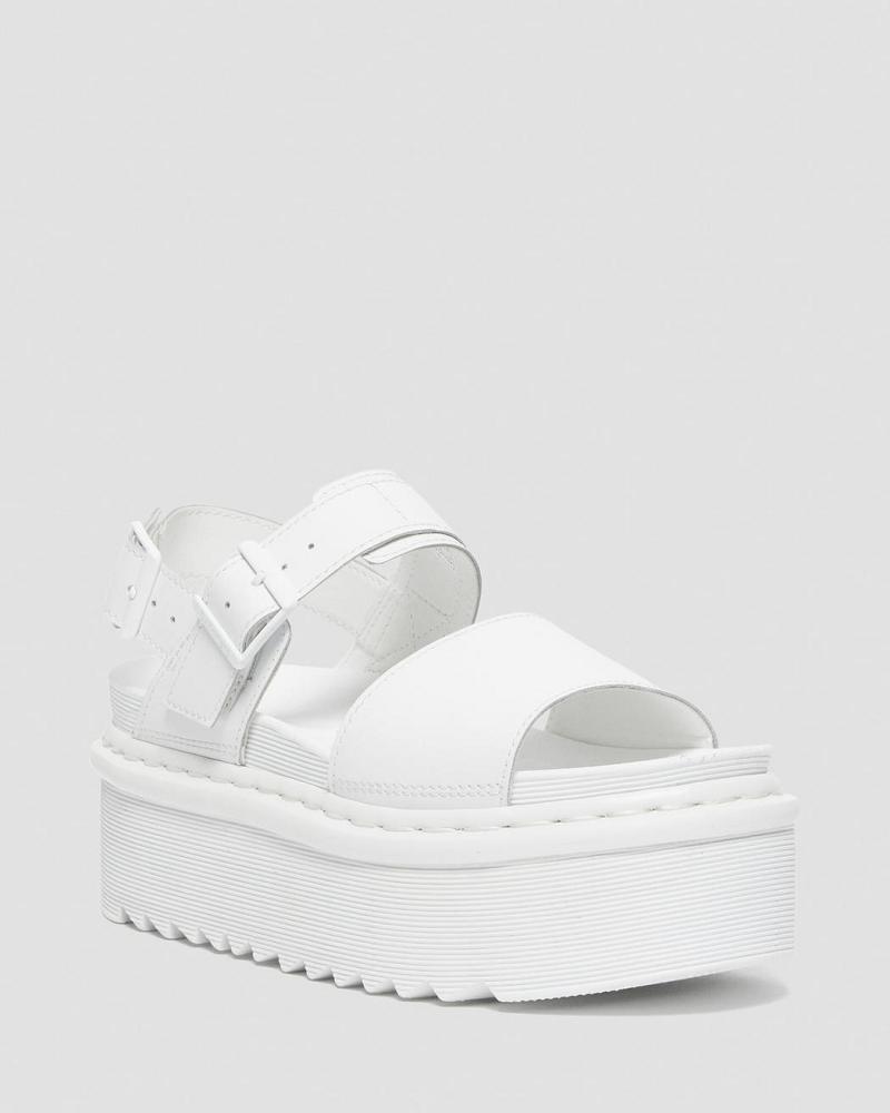 Sandalias Con Tiras Dr Martens Voss Mono Cuero Plataforma Mujer Blancos | MX 461ZUT